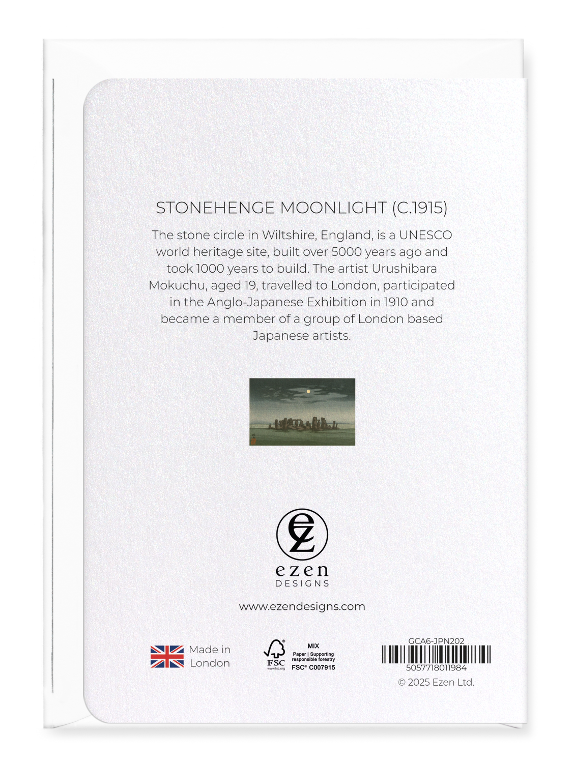 Ezen - Stonehenge Moonlight (c.1915) - Greeting Card - Back