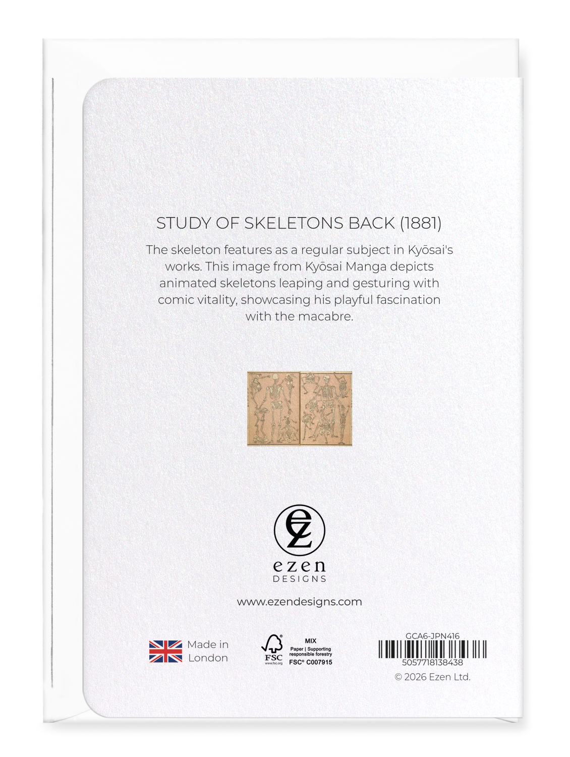 Ezen - Study of Skeletons Back (1881) - Greeting Card - Back