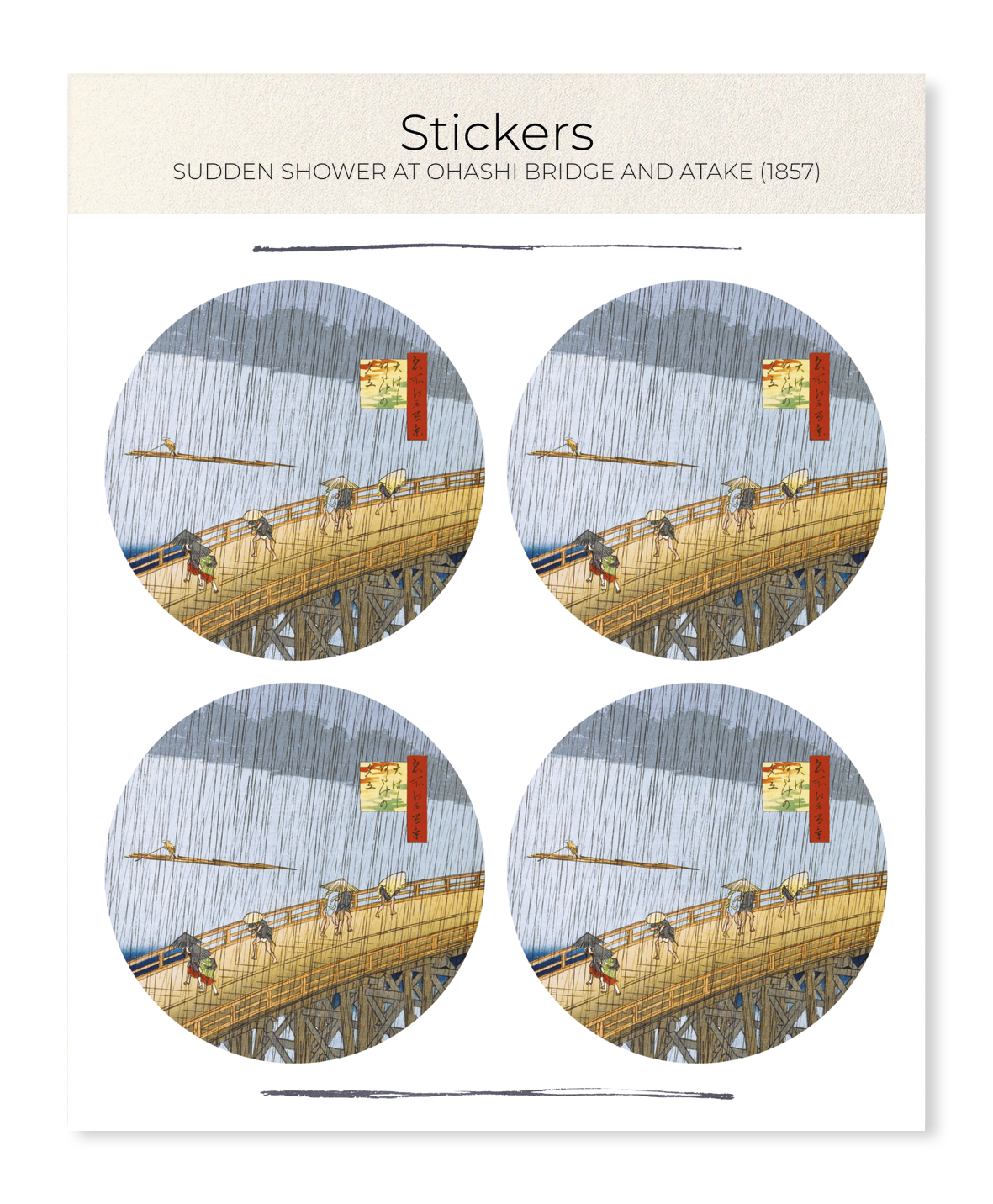 Ezen - Sudden Shower at Ohashi Bridge and Atake (1857) - Sticker Set