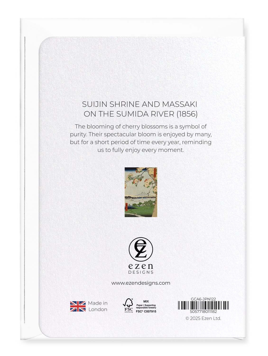 Ezen - Suijin Shrine and Massaki on the Sumida River (1856) - Greeting Card - Back