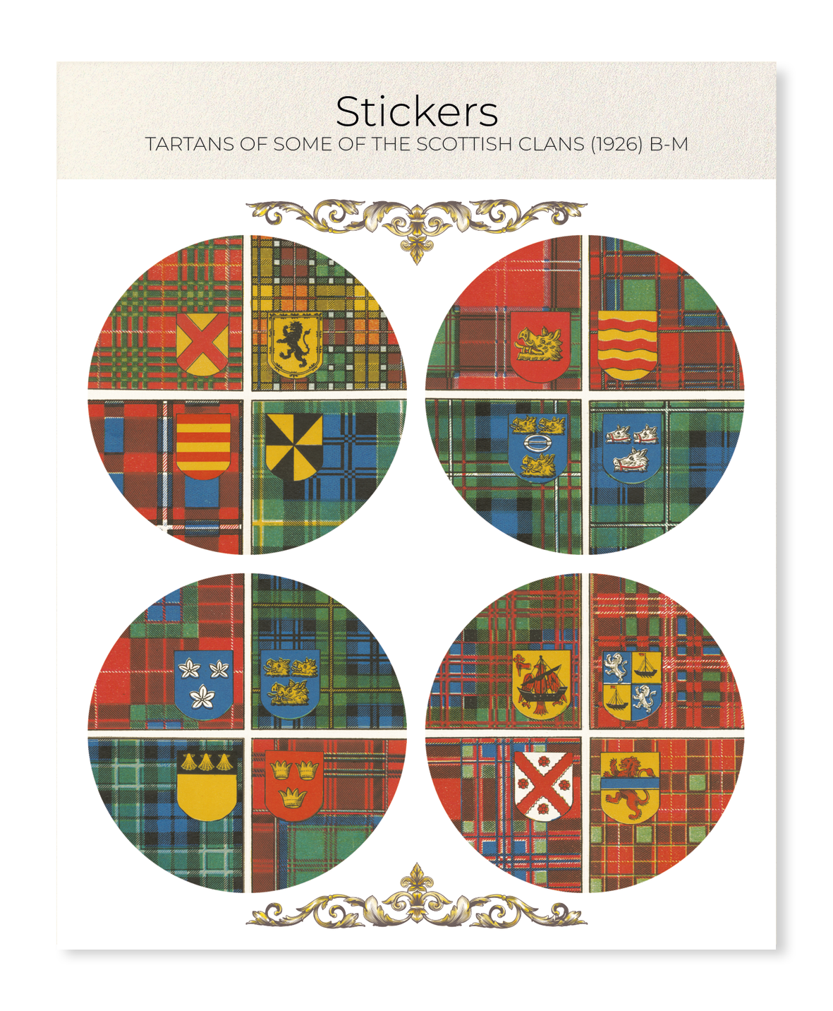 Ezen - Tartans of Some of the Scottish Clans (1926) B-M - Sticker Set