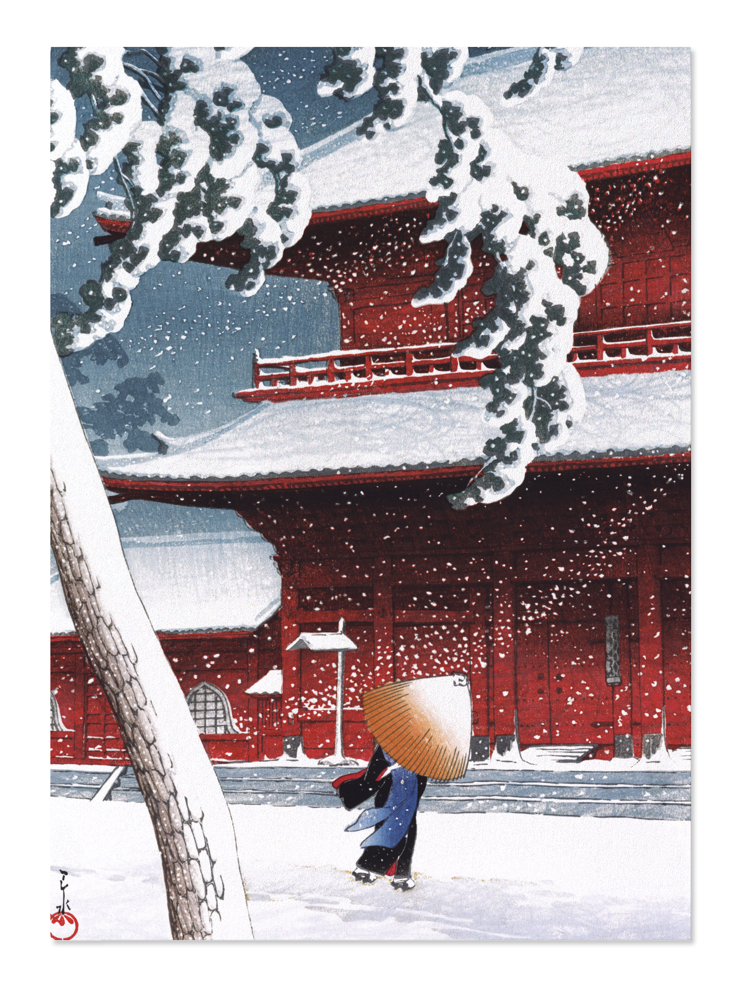 Ezen - Temple in snow - Postcard - Front