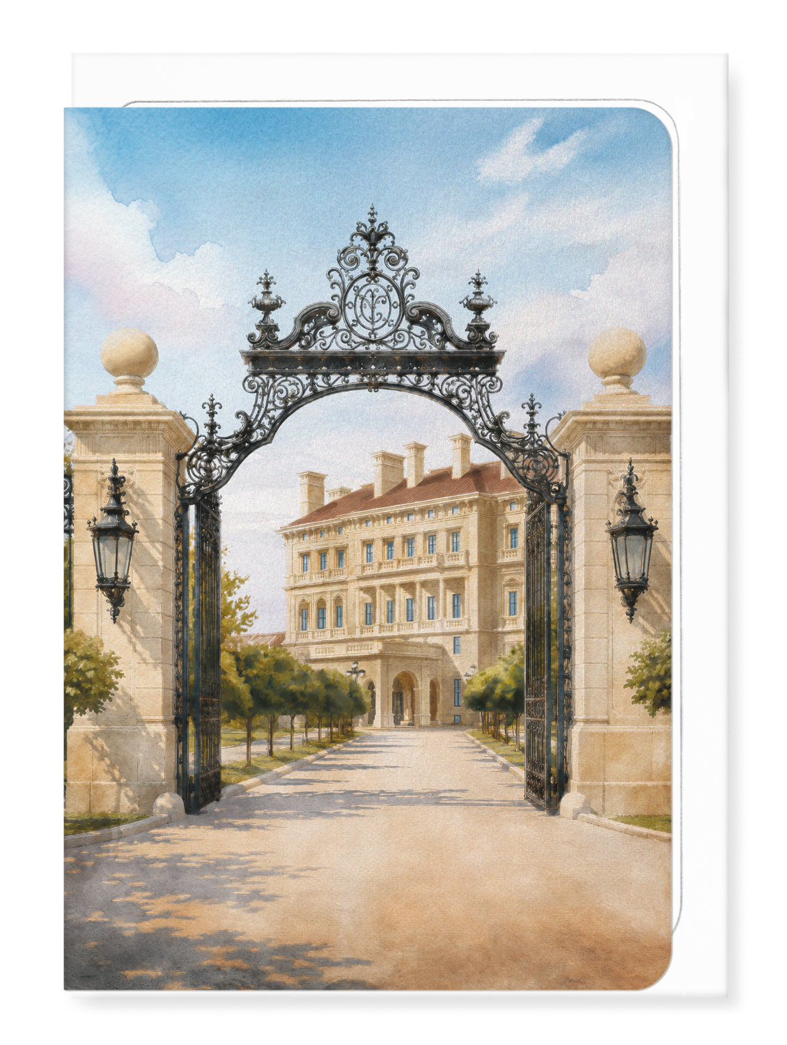 Ezen - The Breakers Gateway to the Mansion - Greeting Card - Front