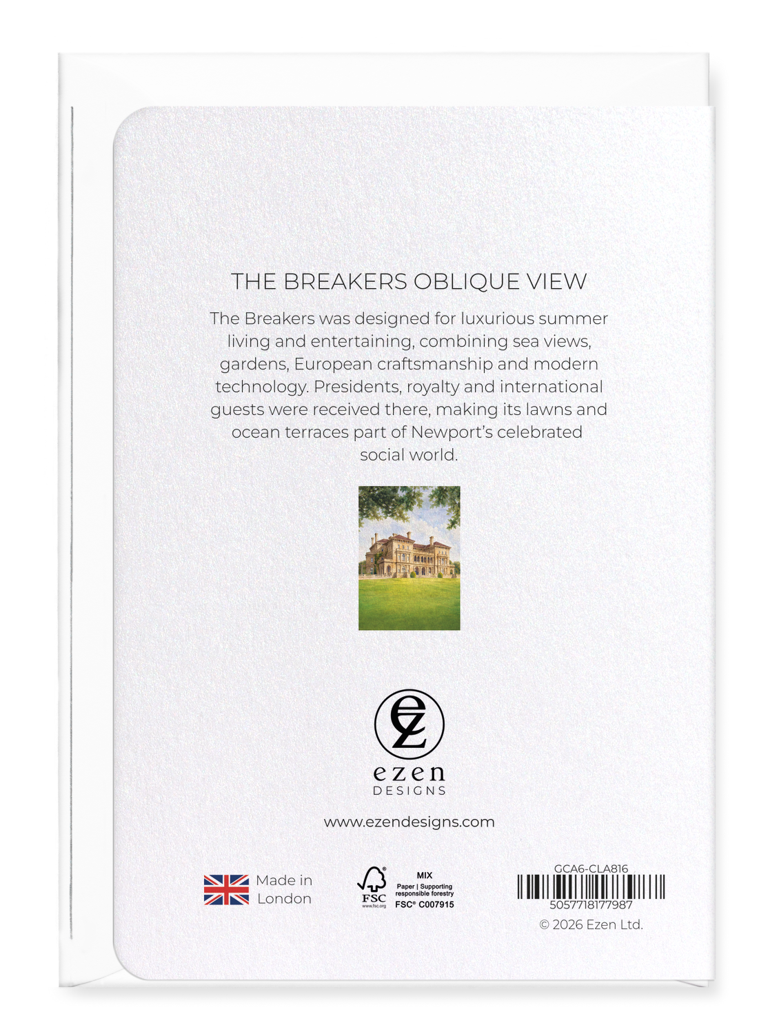 Ezen - The Breakers Oblique View - Greeting Card - Back