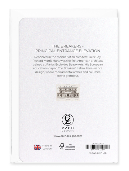 Ezen - The Breakers - Principal Entrance Elevation - Greeting Card - Back