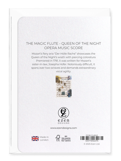 Ezen - THE MAGIC FLUTE - QUEEN OF THE NIGHT - OPERA MUSIC SCORE - Greeting Card - Back