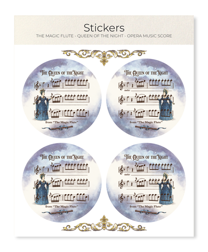 Ezen - THE MAGIC FLUTE - QUEEN OF THE NIGHT - OPERA MUSIC SCORE - Sticker Set