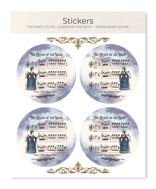 Ezen - THE MAGIC FLUTE - QUEEN OF THE NIGHT - OPERA MUSIC SCORE - Sticker Set