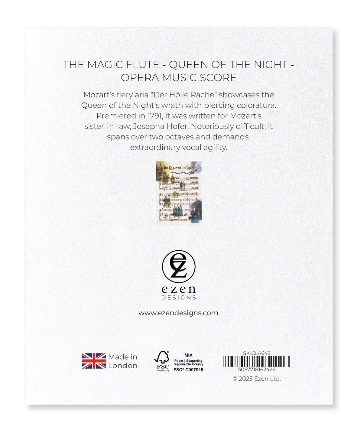 Ezen - THE MAGIC FLUTE - QUEEN OF THE NIGHT - OPERA MUSIC SCORE - Sticker Set