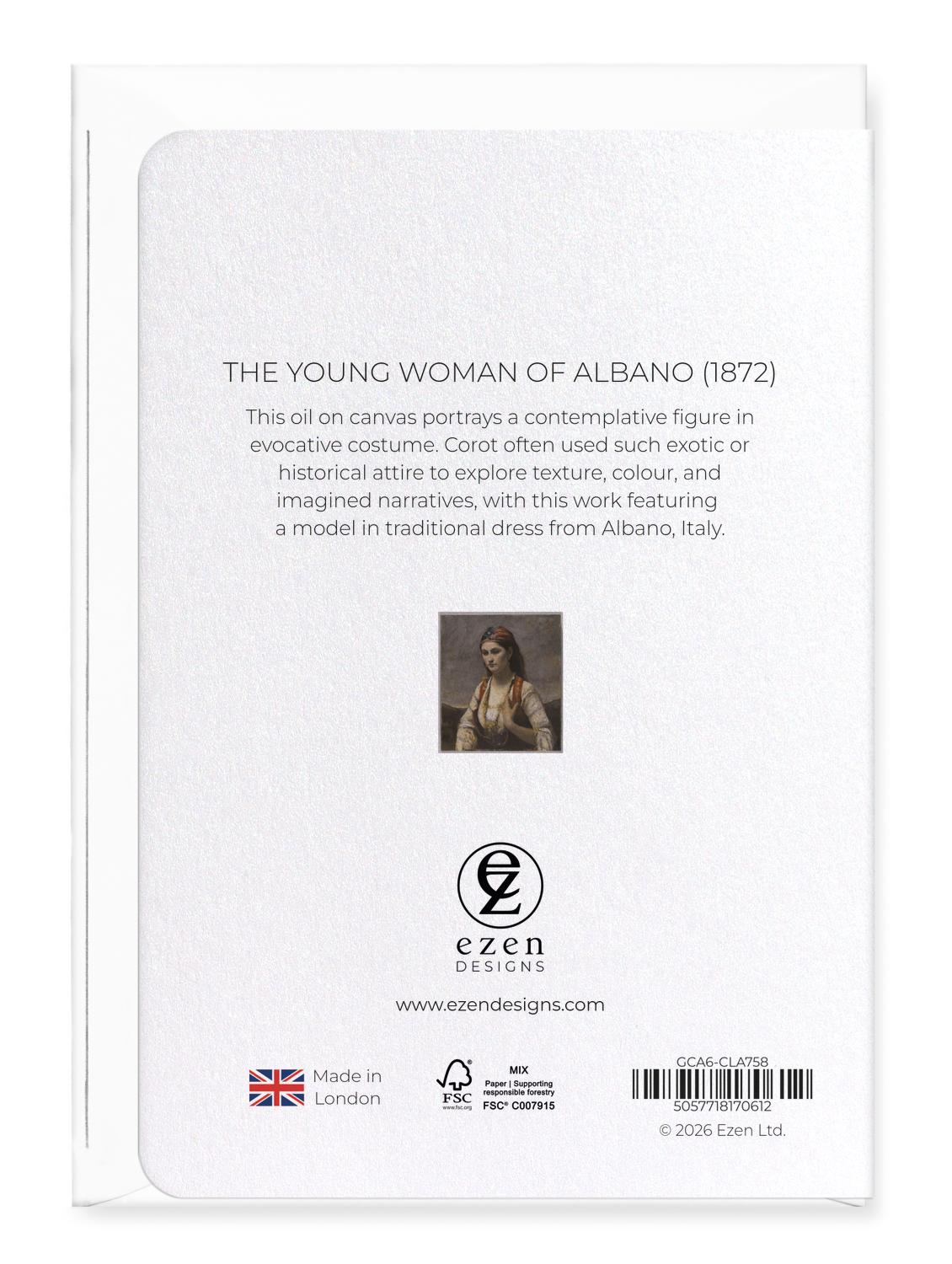 Ezen - The Young Woman of Albano (1872) - Greeting Card - Back