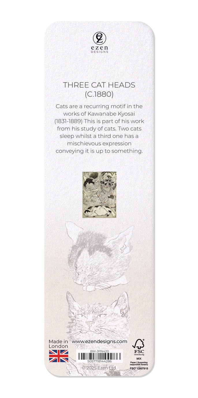 Ezen - Three Cat Heads (c.1880) - Bookmark - Back