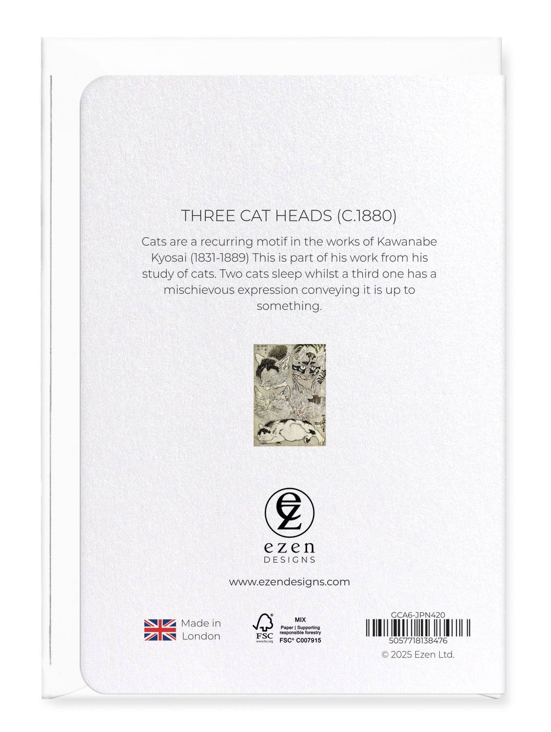 Ezen - Three Cat Heads (c.1880) - Greeting Card - Back