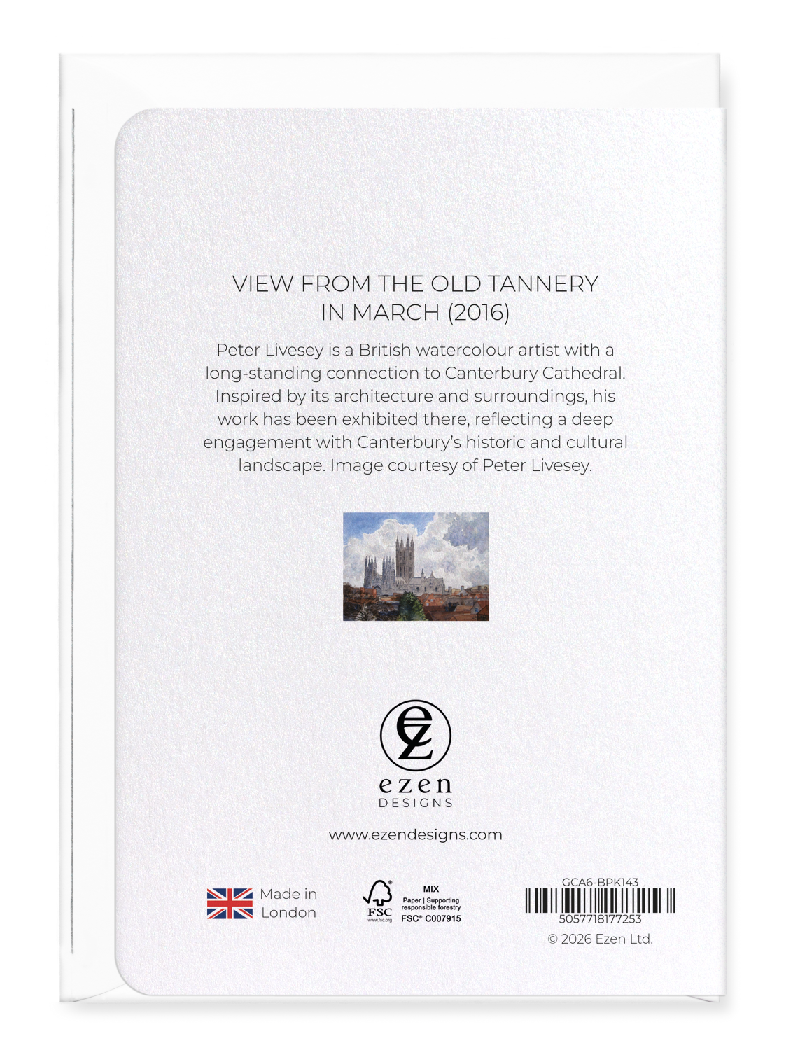 Ezen - View from the old Tannery in March (2016) - Greeting Card - Back