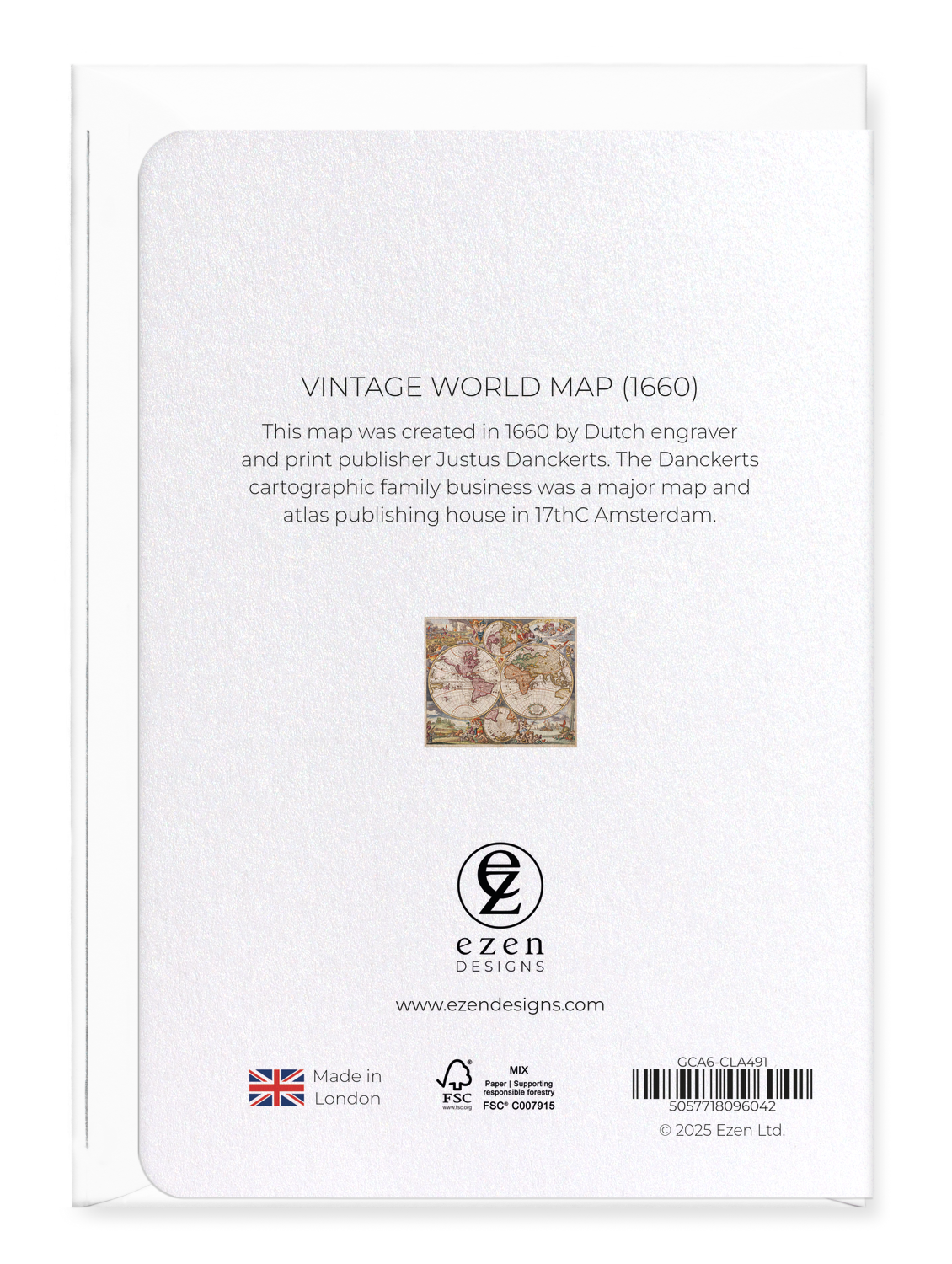 Ezen - Vintage World Map (1660) - Greeting Card - Back