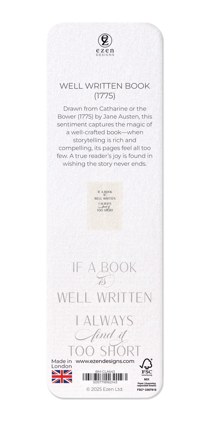 Ezen - Well Written Book (1775) - Bookmark - Back