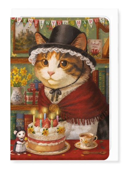 Ezen - Welsh Birthday Tabby Classic Cat - Greeting Card - Front