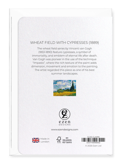 Ezen - Wheat field with cypresses (1889) - Greeting Card - Back