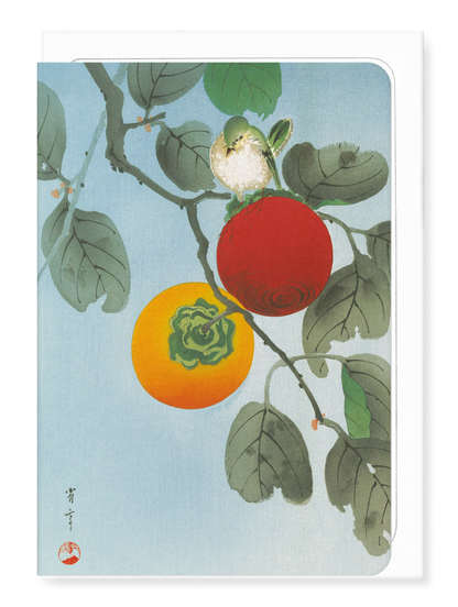 Ezen - White-eye on persimmon tree (c.1930) - Greeting Card - Front