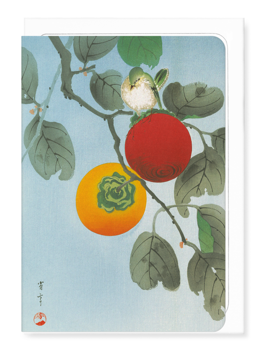 Ezen - White-eye on persimmon tree (c.1930) - Greeting Card - Front