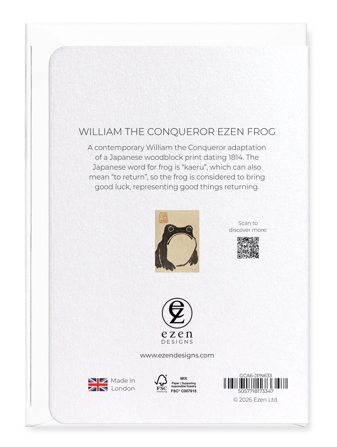 Ezen - William the Conqueror Ezen Frog - Greeting Card - Back
