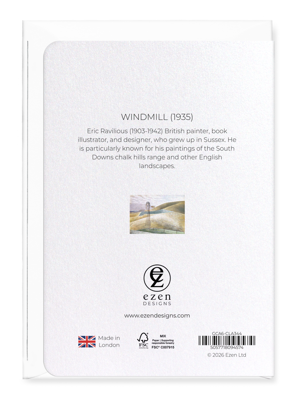 Ezen - Windmill (1935) - Greeting Card - Back