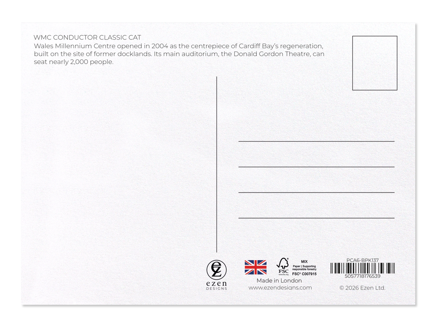 Ezen - WMC Conductor Classic Cat - Postcard - Back