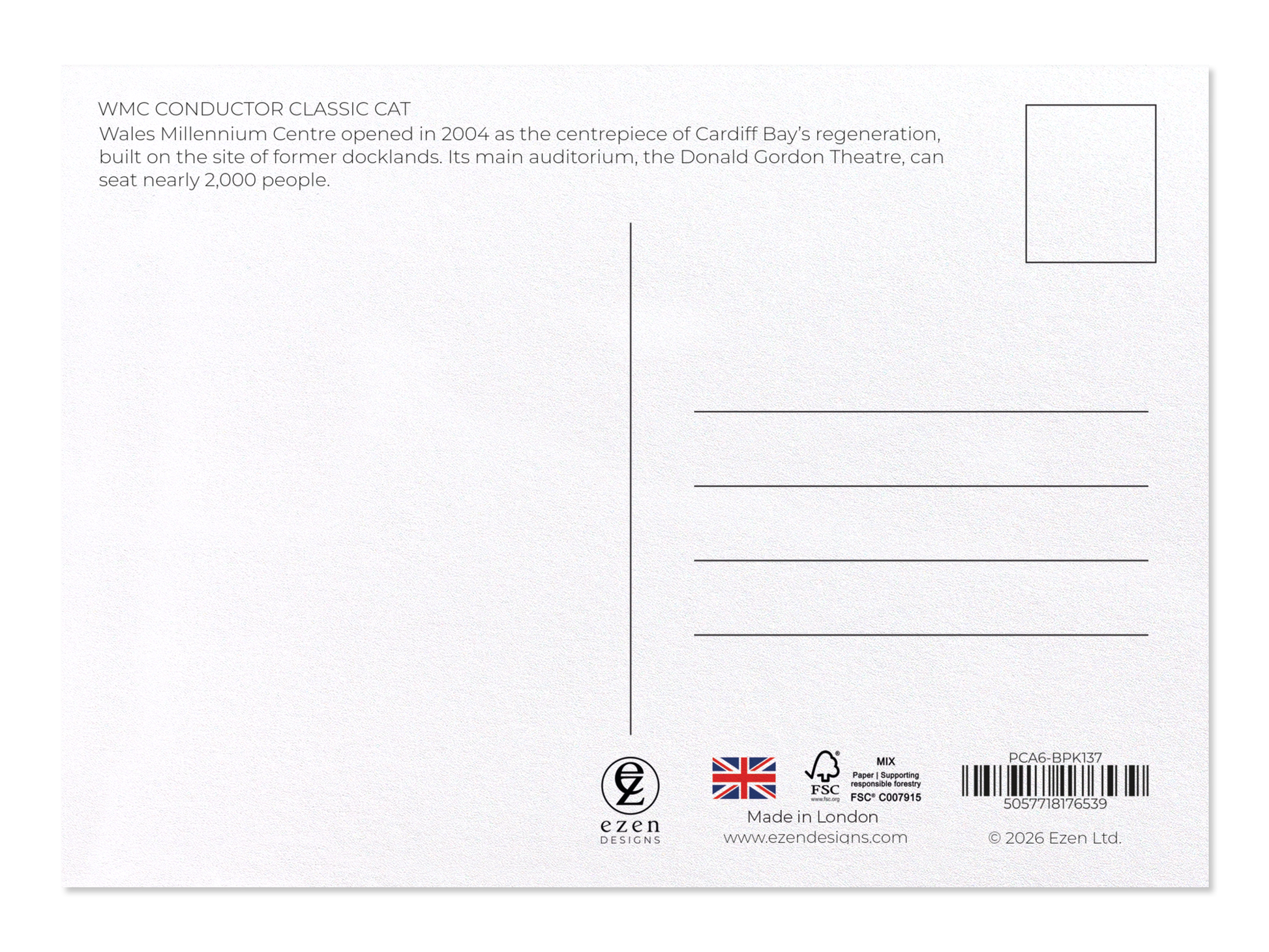 Ezen - WMC Conductor Classic Cat - Postcard - Back