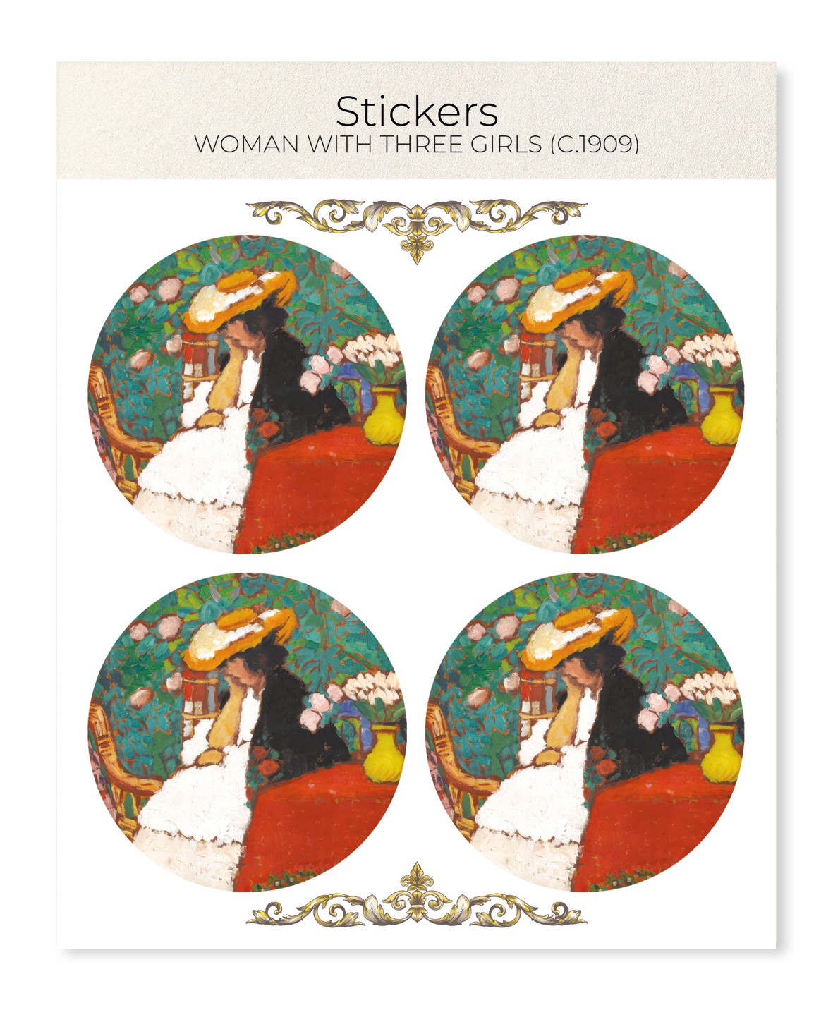 Ezen - Woman with Three Girls (c.1909) - Sticker Set