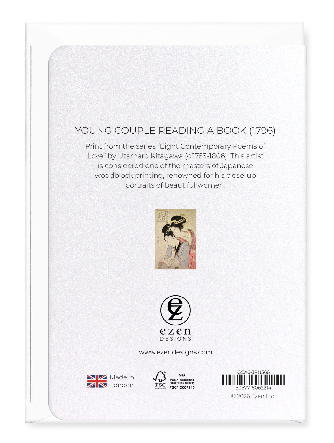 Ezen - Young couple reading a book (1796) - Greeting Card - Back