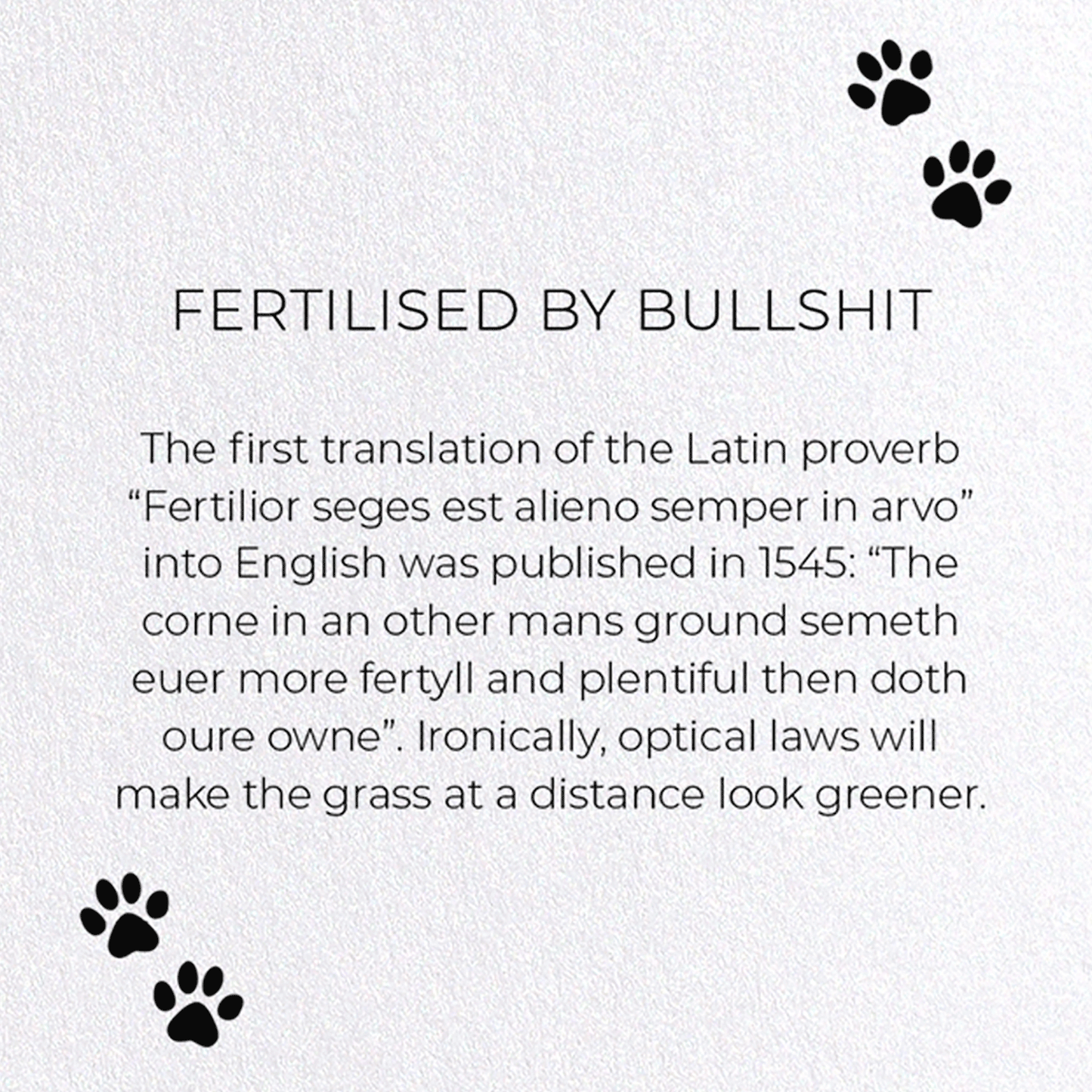 FERTILISED BY BULLSHIT: Funny Animal Greeting Card