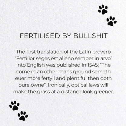 FERTILISED BY BULLSHIT: Funny Animal Greeting Card