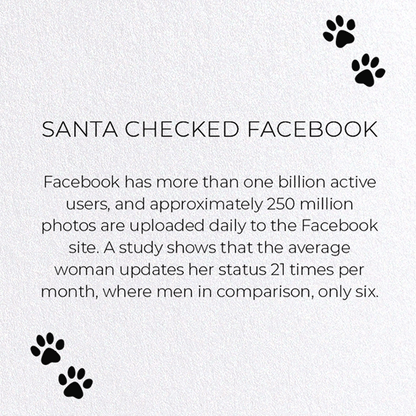 SANTA CHECKED FACEBOOK: Funny Animal Greeting Card
