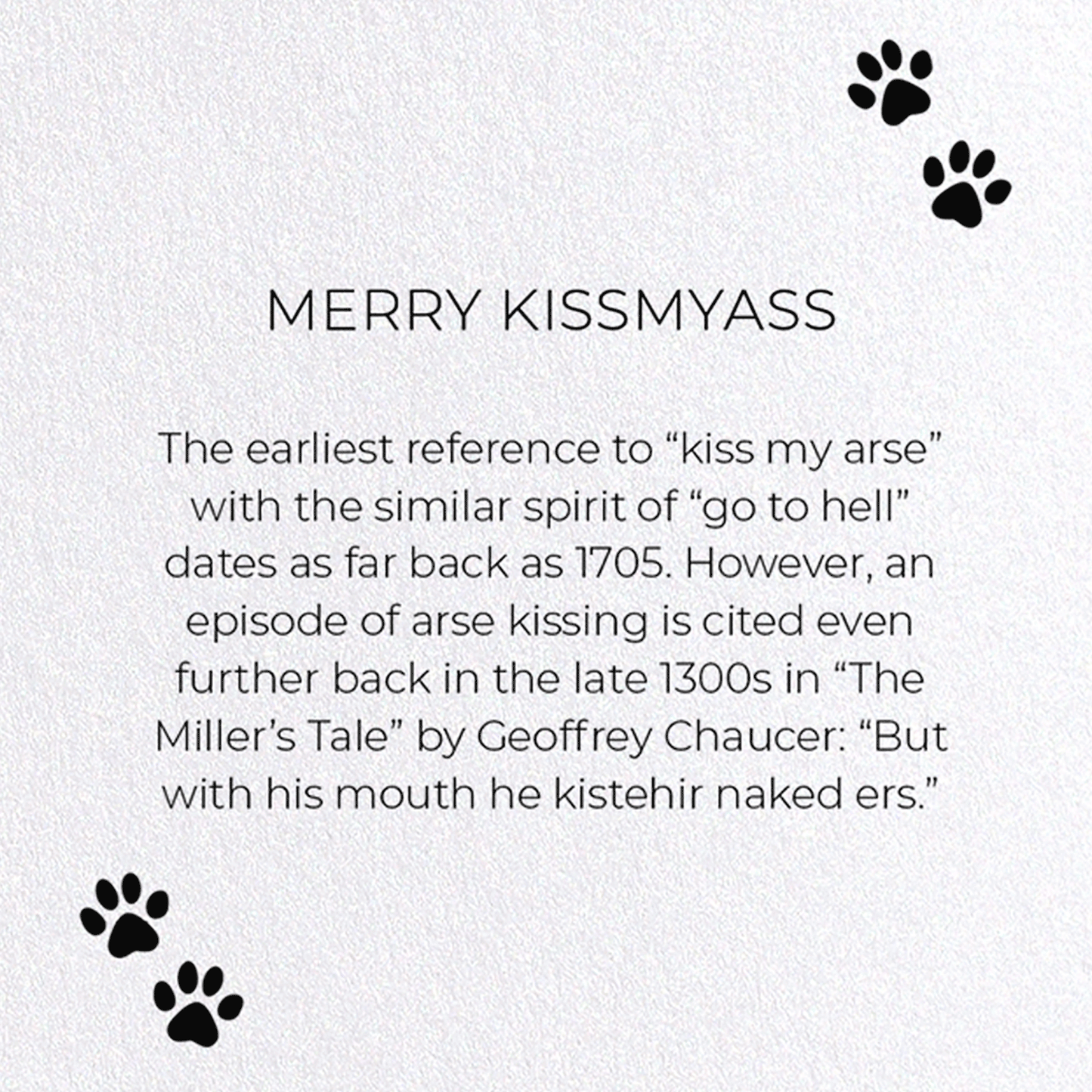 MERRY KISSMYASS: Funny Animal Greeting Card