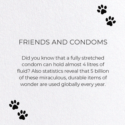FRIENDS AND CONDOMS: Funny Animal Greeting Card