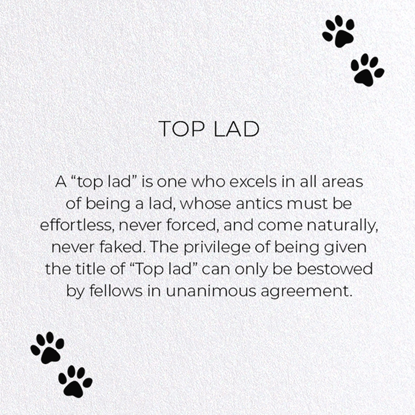 TOP LAD: Funny Animal Greeting Card