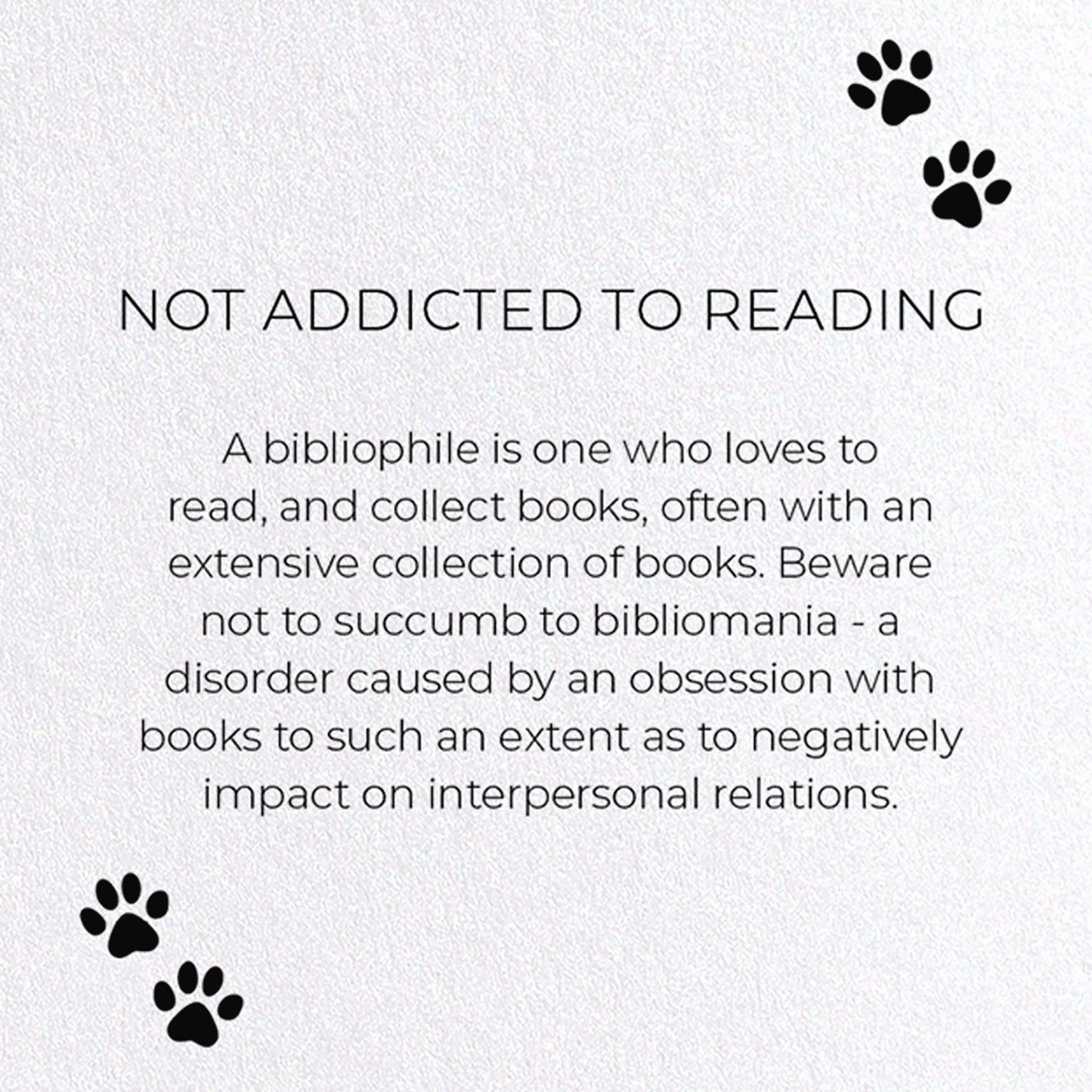 NOT ADDICTED TO READING: Funny Animal Greeting Card