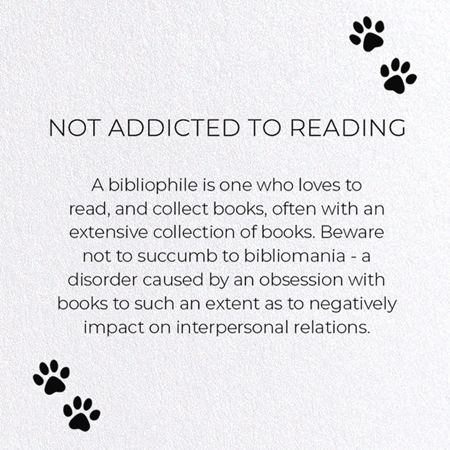 NOT ADDICTED TO READING: Funny Animal Greeting Card