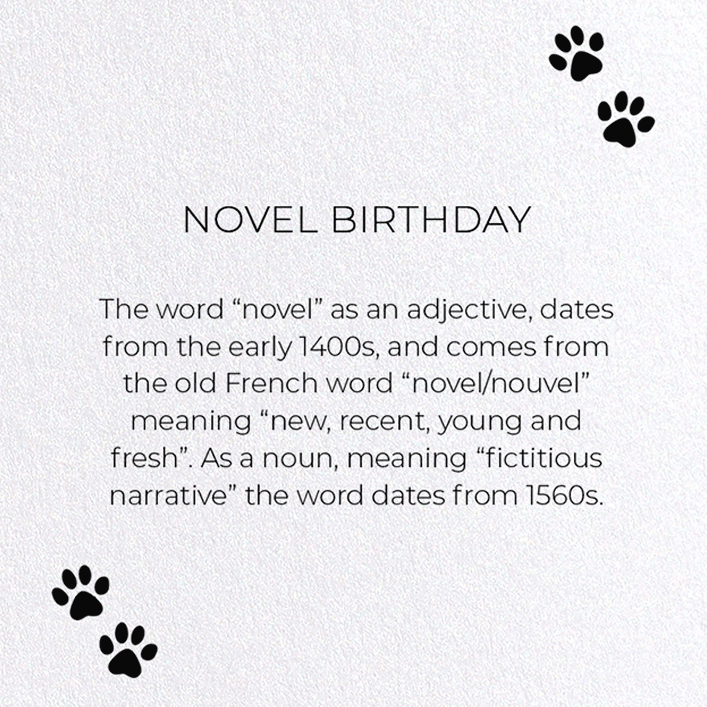 NOVEL BIRTHDAY: Funny Animal Greeting Card