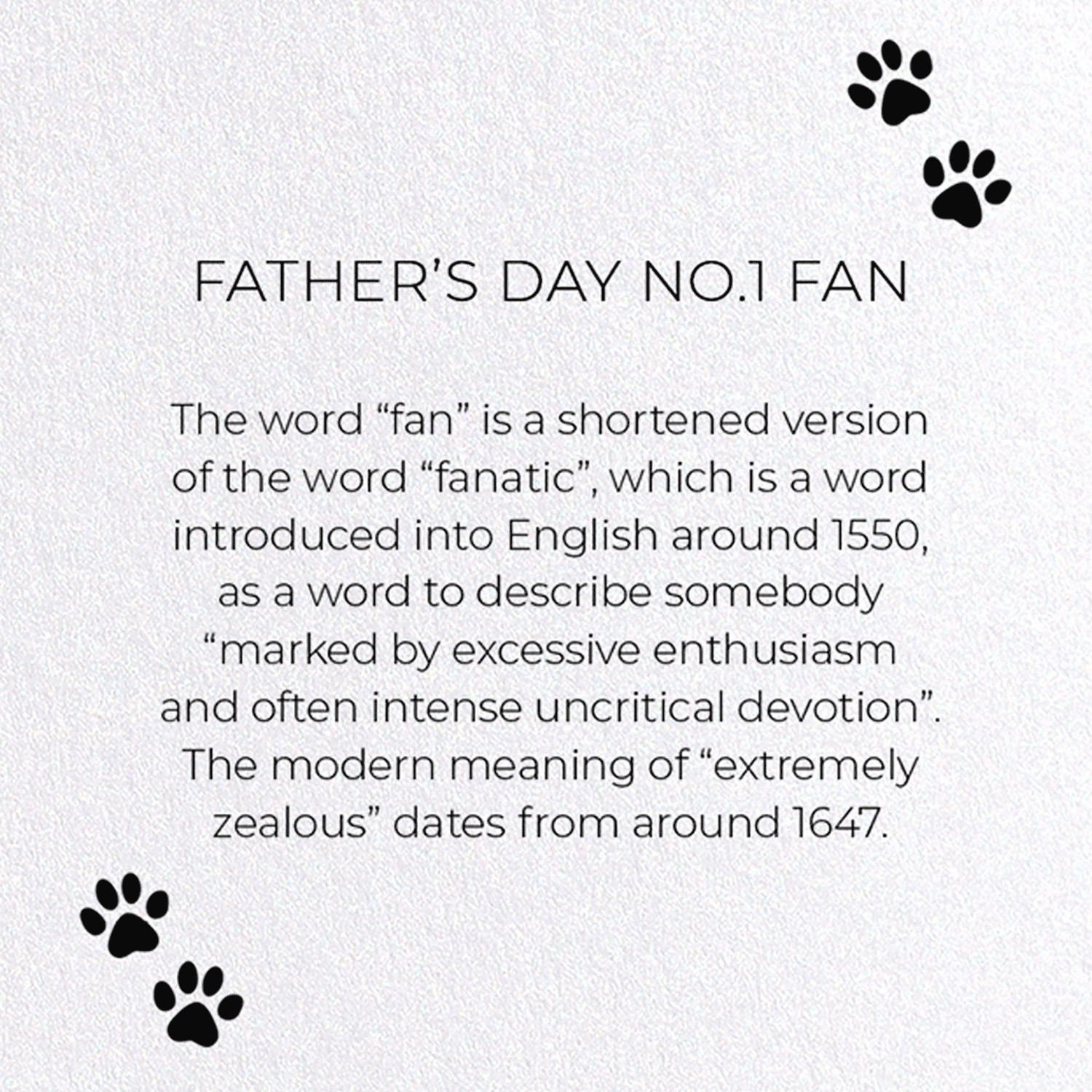 FATHER'S DAY NO.1 FAN: Funny Animal Greeting Card
