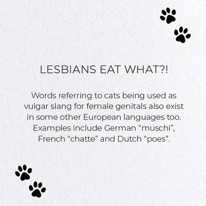 LESBIANS EAT WHAT?!: Funny Animal Greeting Card