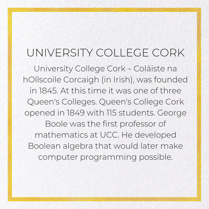 UNIVERSITY COLLEGE CORK: Bespoke Greeting Card
