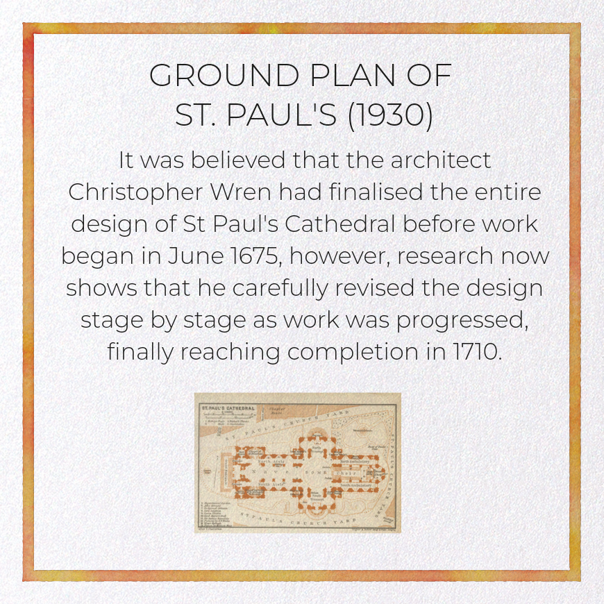 GROUND PLAN OF ST. PAUL'S (1930): Bespoke Greeting Card