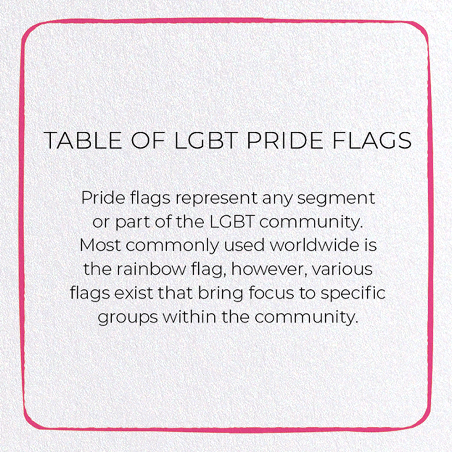TABLE OF LGBT PRIDE FLAGS: Colourblock Greeting Card
