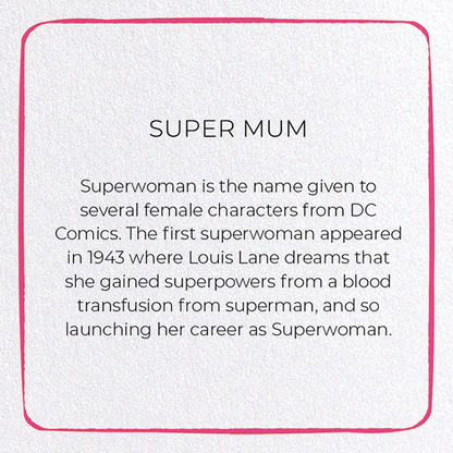 SUPER MUM: Colourblock Greeting Card