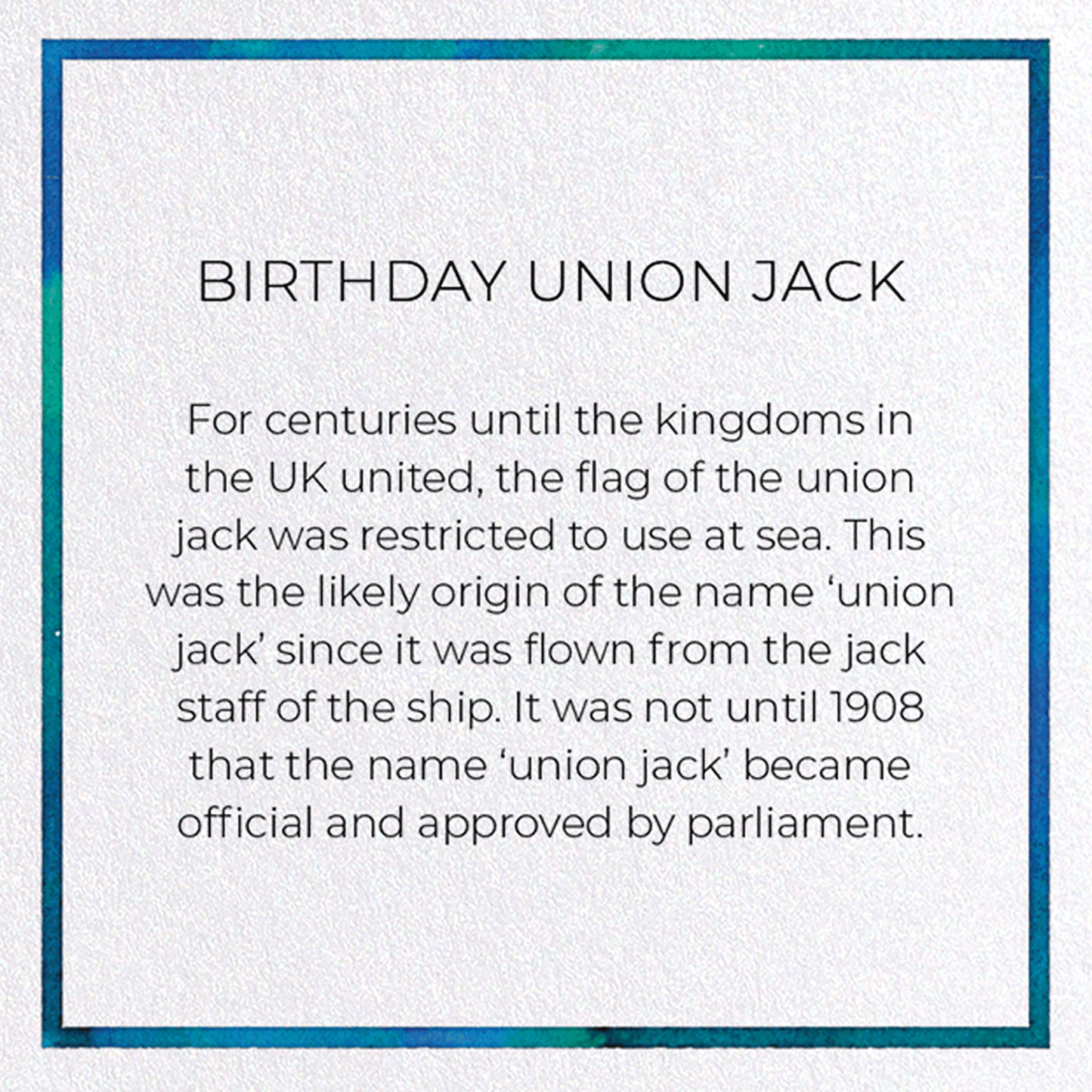 BIRTHDAY UNION JACK: Watercolour Greeting Card