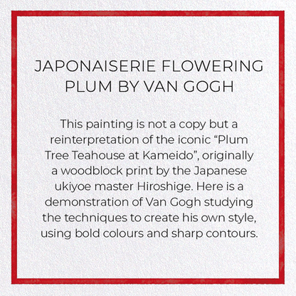 JAPONAISERIE FLOWERING PLUM BY VAN GOGH: Painting Greeting Card