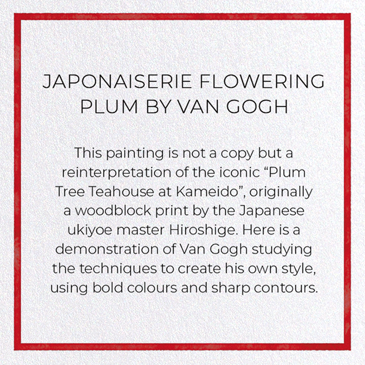JAPONAISERIE FLOWERING PLUM BY VAN GOGH: Painting Greeting Card