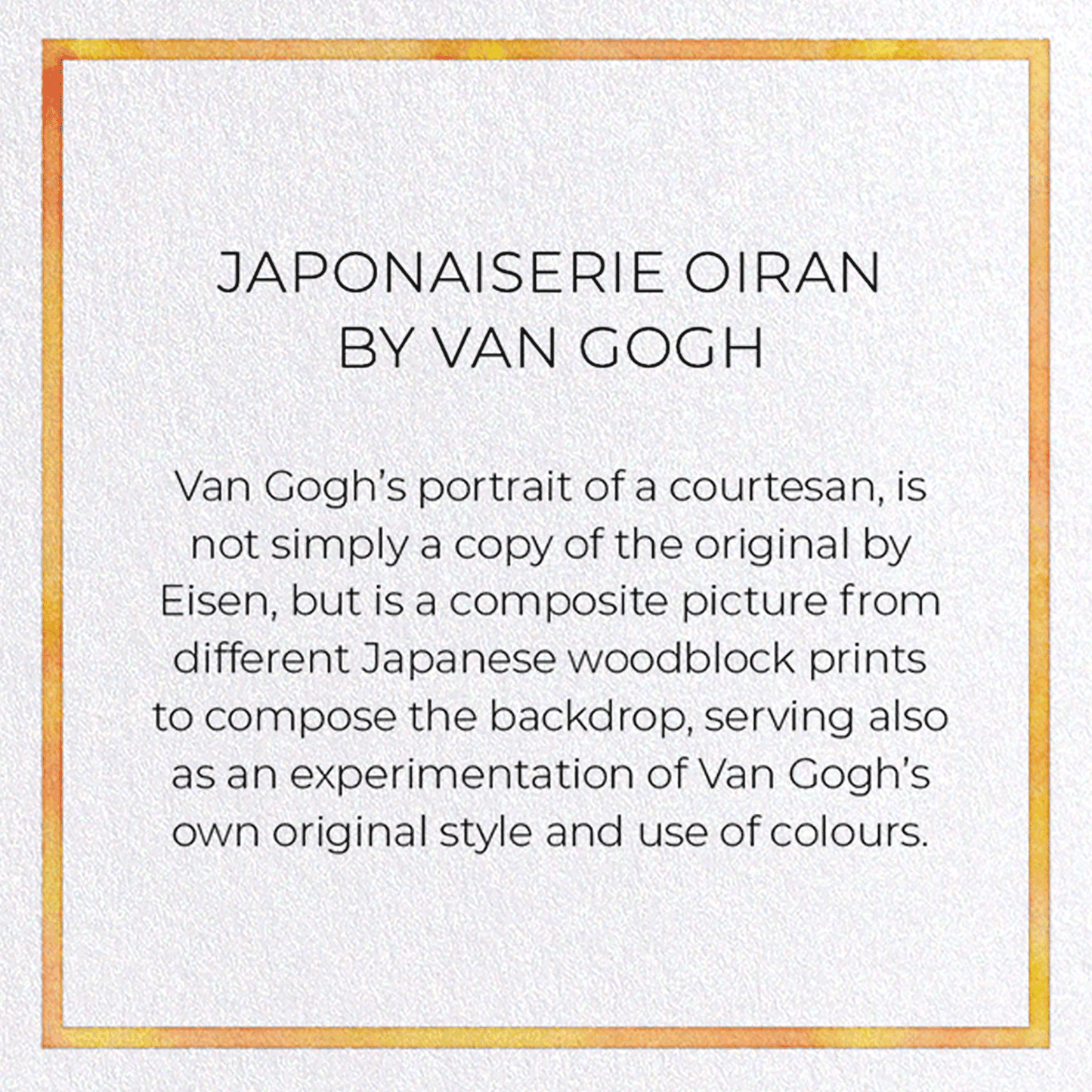 JAPONAISERIE OIRAN BY VAN GOGH: Painting Greeting Card