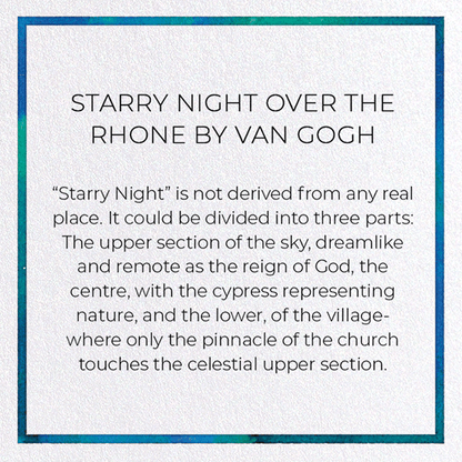 STARRY NIGHT OVER THE RHONE BY VAN GOGH: Painting Greeting Card