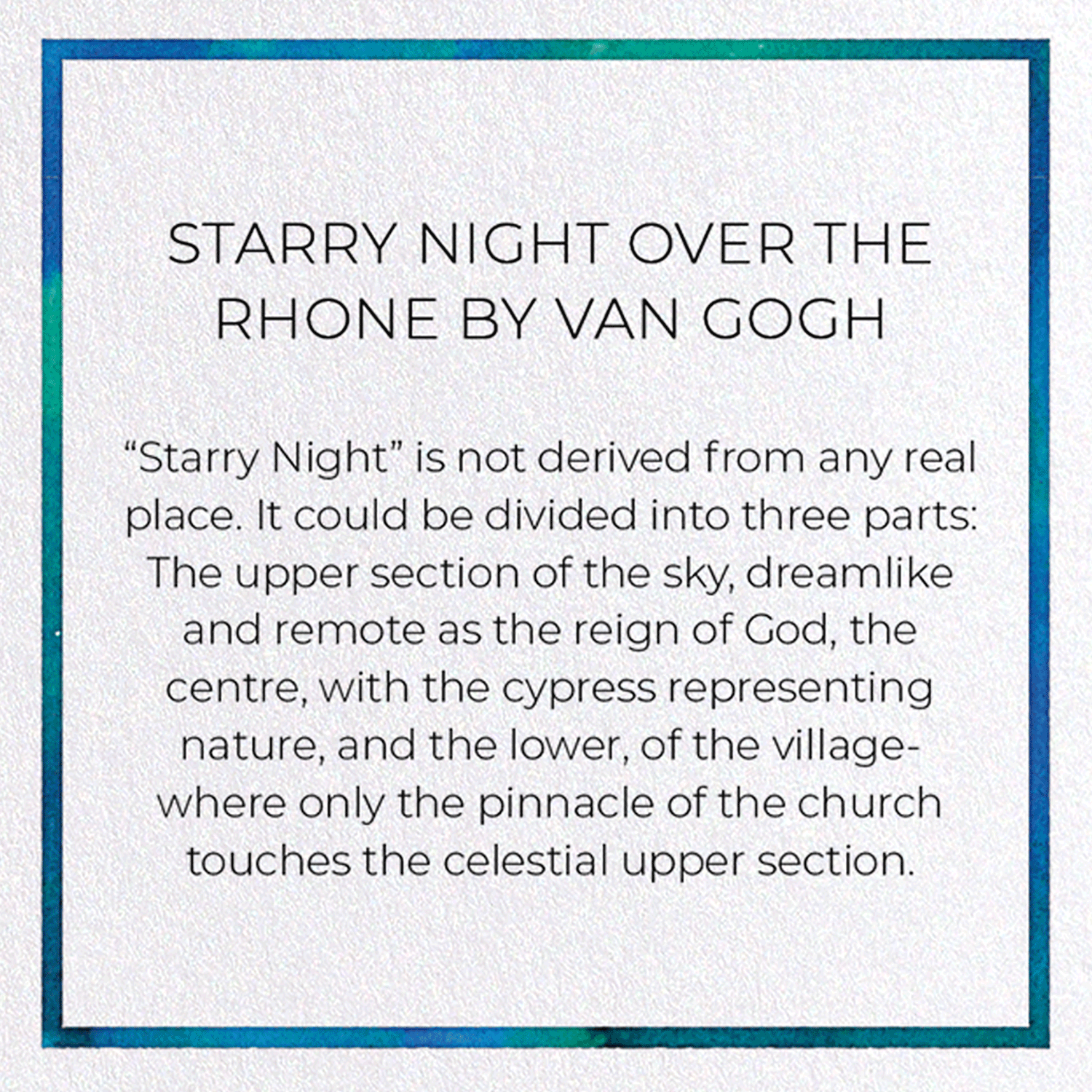 STARRY NIGHT OVER THE RHONE BY VAN GOGH: Painting Greeting Card
